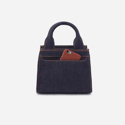 HOBO Cass Small Tote In Denim Fabric - Dark Denim