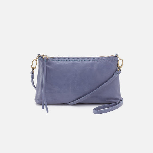 HOBO Darcy Crossbody In Polished Leather - Sky Blue