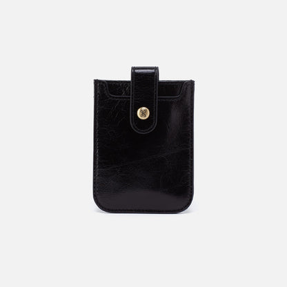 HOBO Dunn Card Case In Polished Leather - Black