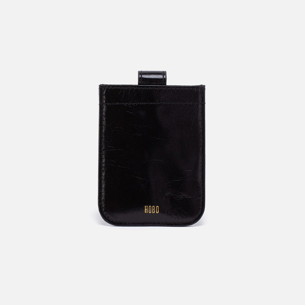 HOBO Dunn Card Case In Polished Leather - Black