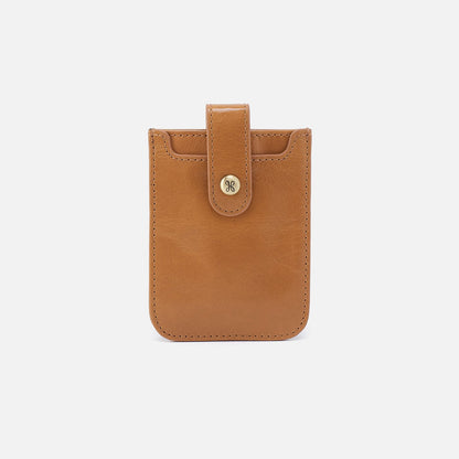 HOBO Dunn Card Case In Polished Leather - Natural