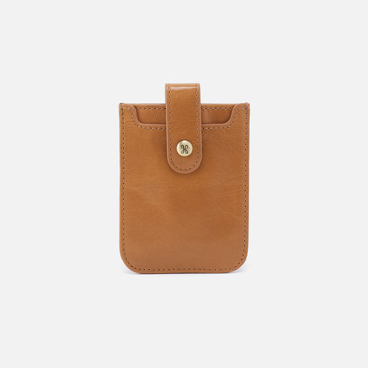 HOBO Dunn Card Case In Polished Leather - Natural