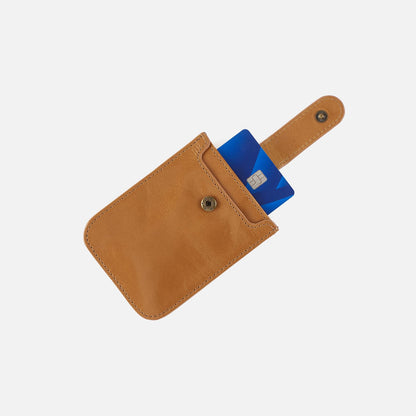 HOBO Dunn Card Case In Polished Leather - Sky Blue