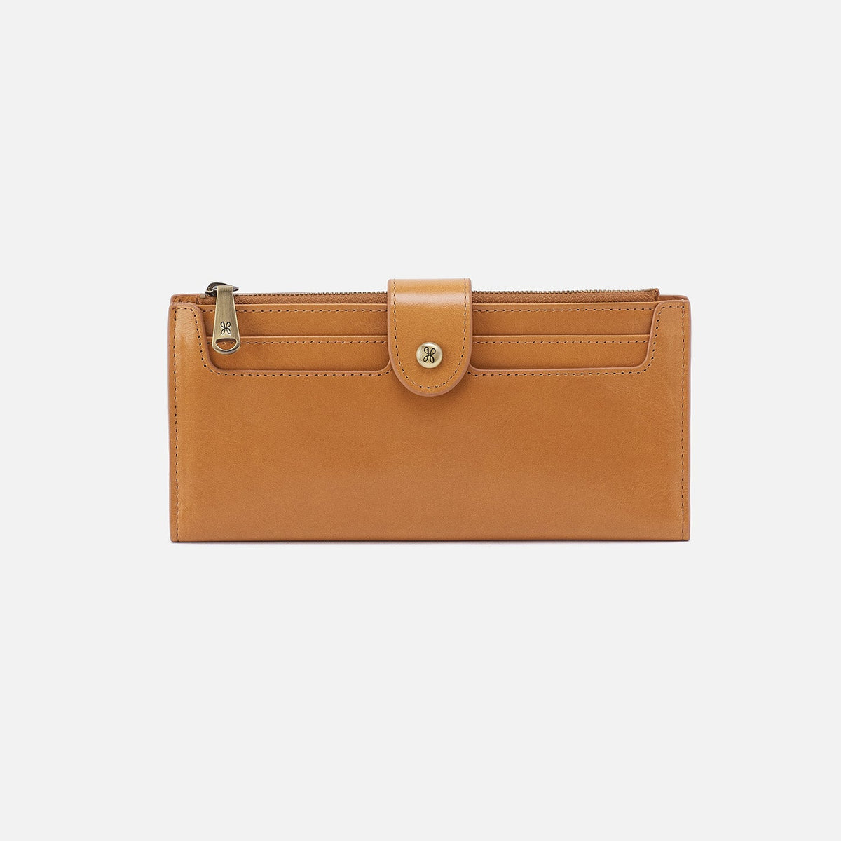 HOBO Dunn Continental Wallet In Polished Leather - Natural