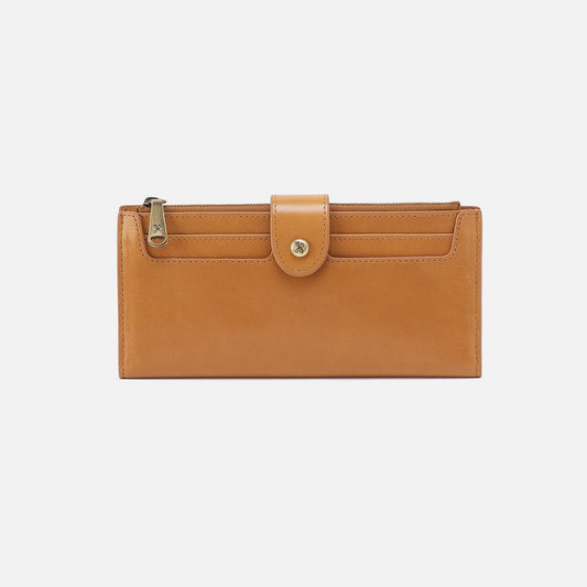 HOBO Dunn Continental Wallet In Polished Leather - Natural