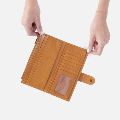 HOBO Dunn Continental Wallet In Polished Leather - Natural