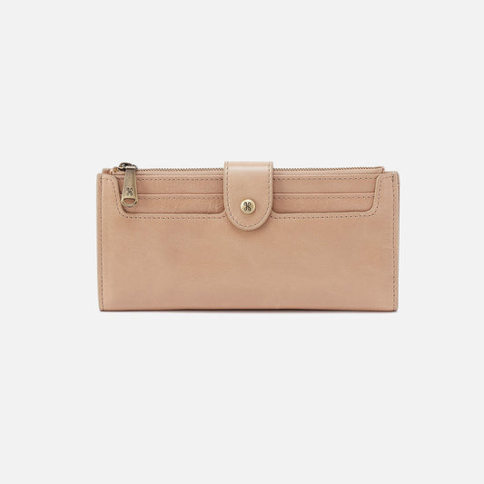 HOBO Dunn Continental Wallet In Polished Leather - Sand