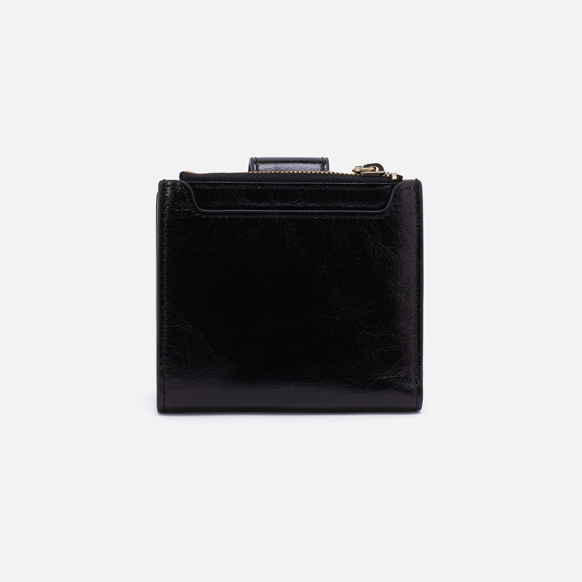 HOBO Dunn Mini Wallet In Polished Leather - Black