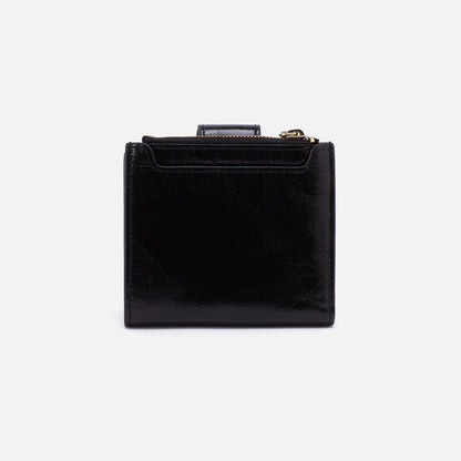 HOBO Dunn Mini Wallet In Polished Leather - Black