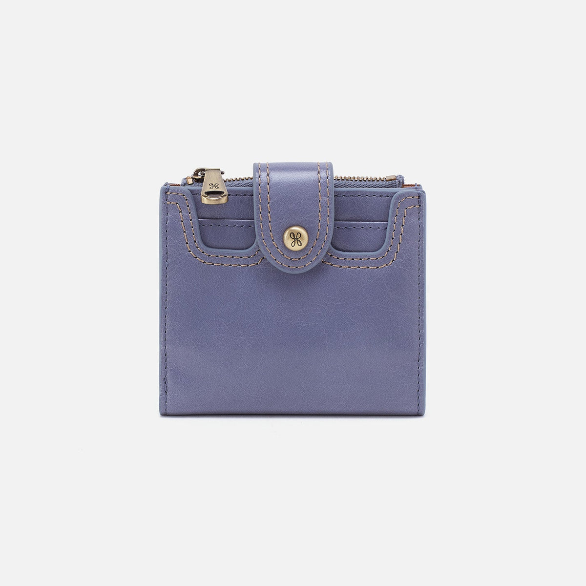 HOBO Dunn Mini Wallet In Polished Leather - Sky Blue