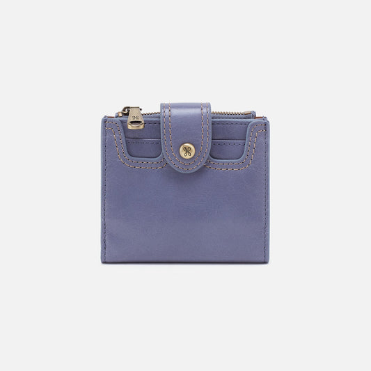 HOBO Dunn Mini Wallet In Polished Leather - Sky Blue