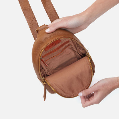 HOBO Fern Sling In Pebbled Leather - Warm Honey Pixel Studded