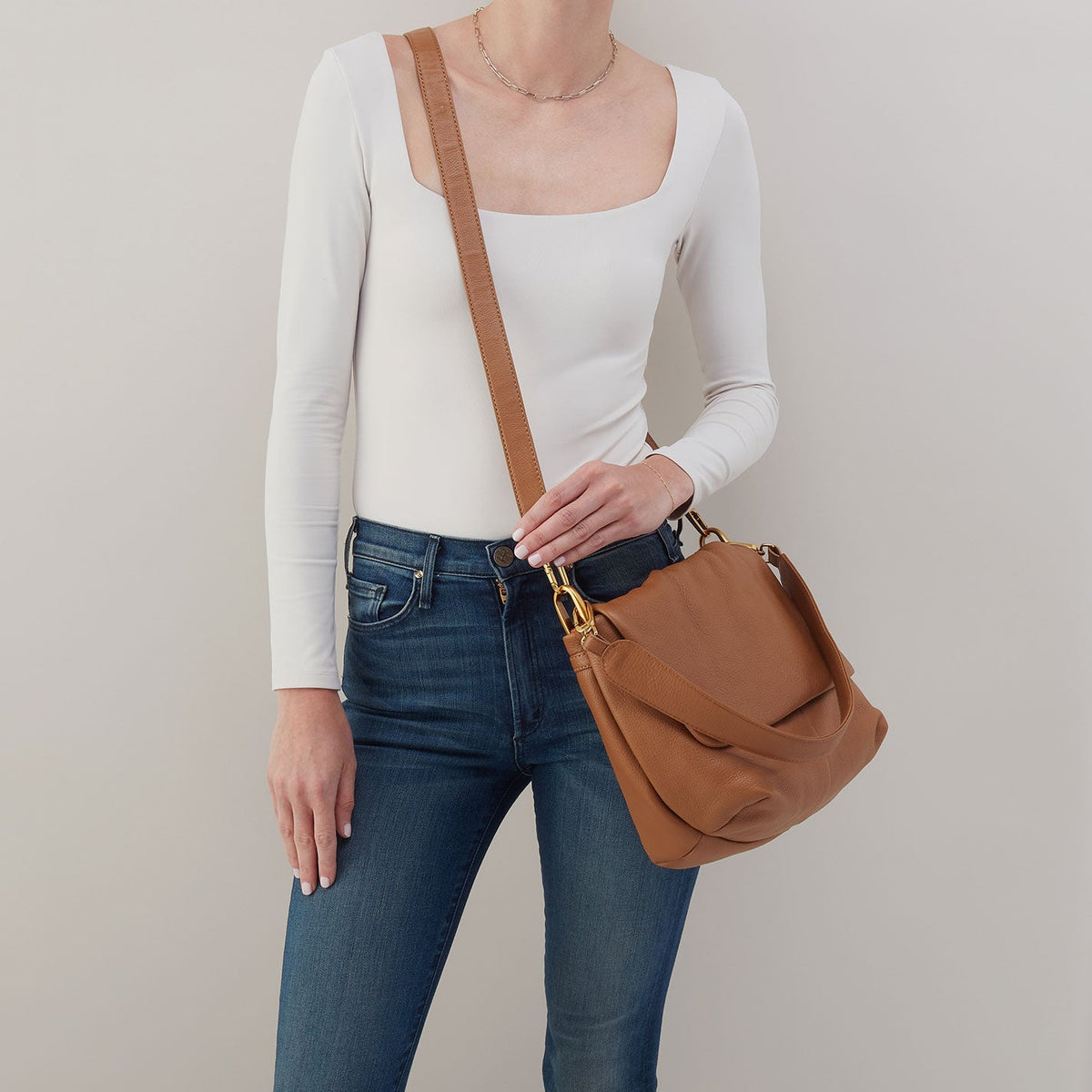HOBO Harley Convertible Shoulder Bag in Pebbled Leather - Warm Honey