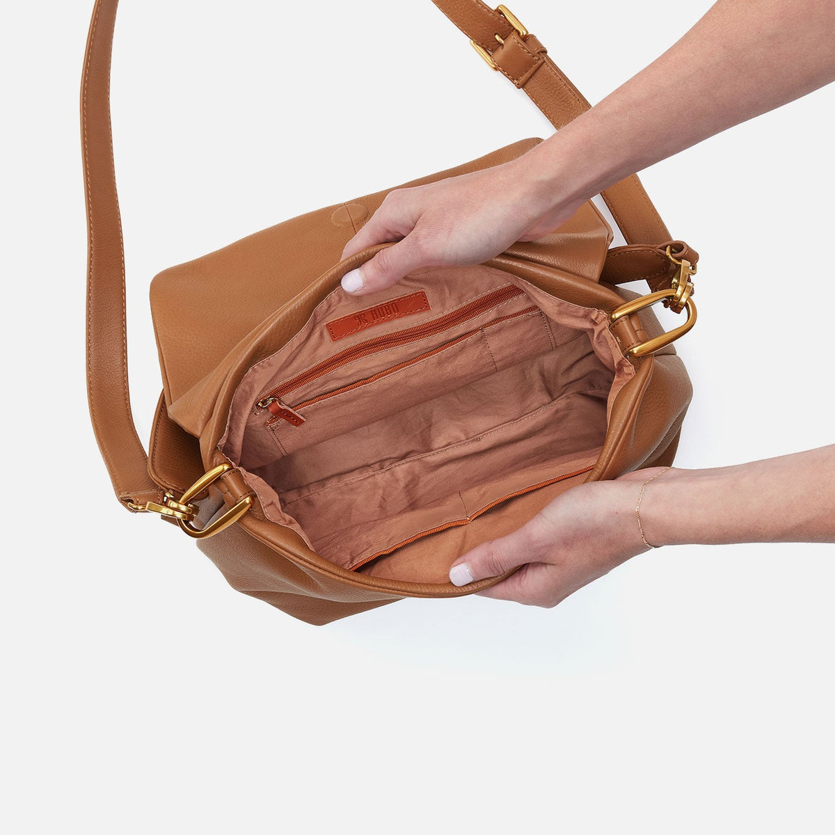 HOBO Harley Convertible Shoulder Bag in Pebbled Leather - Warm Honey