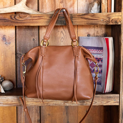 HOBO Harley Satchel In Pebbled Leather - Warm Honey