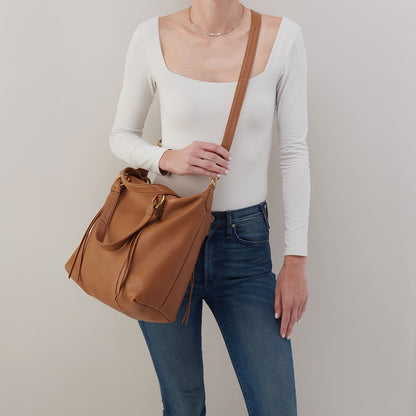 HOBO Harley Satchel In Pebbled Leather - Warm Honey
