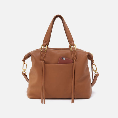 HOBO Harley Satchel In Pebbled Leather - Warm Honey