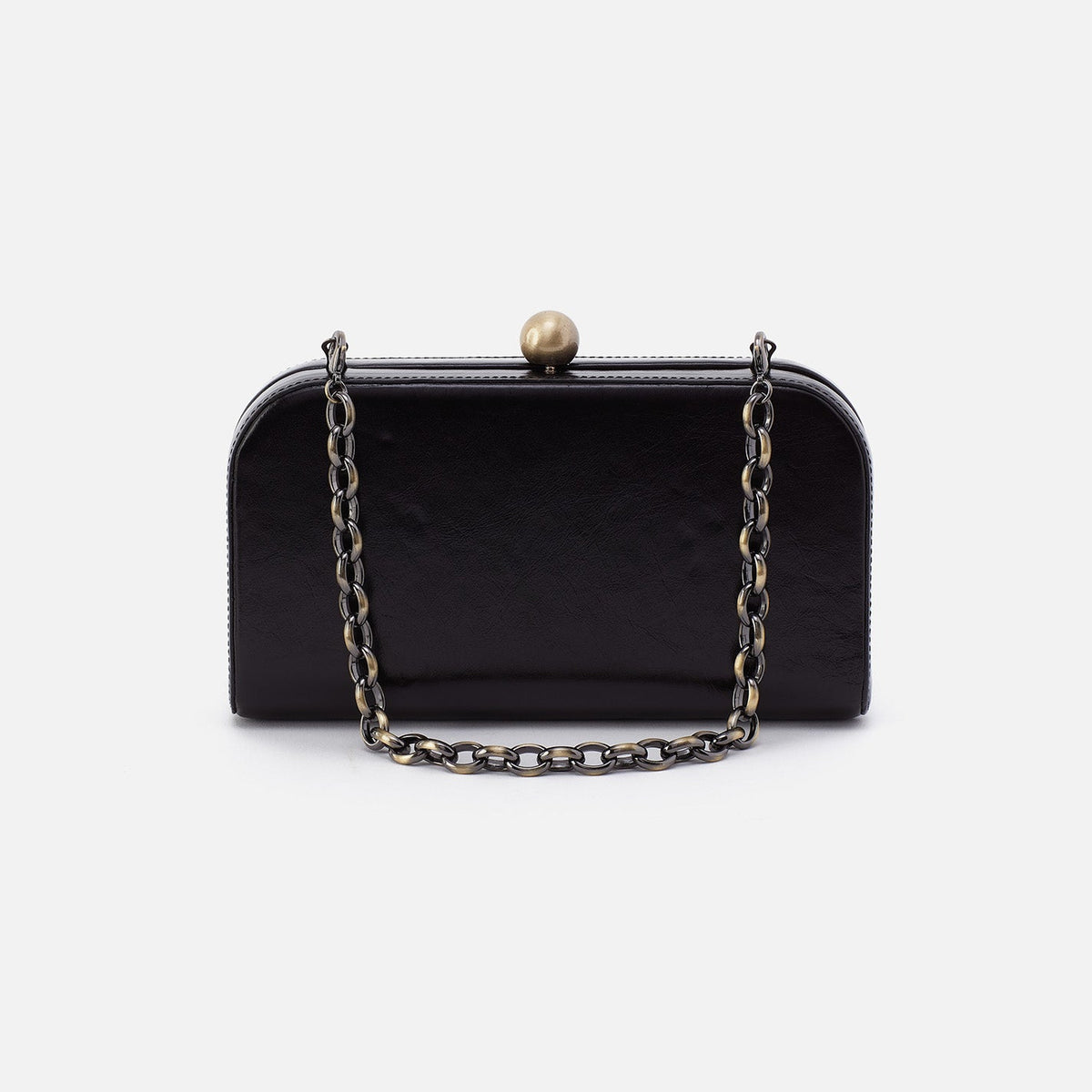 HOBO Lauren Minaudiere In Polished Leather - Black