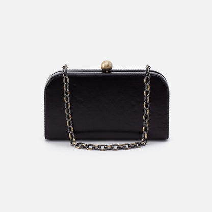 HOBO Lauren Minaudiere In Polished Leather - Black