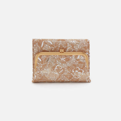 HOBO Robin Compact Wallet In Printed Leather - Gilded Petals