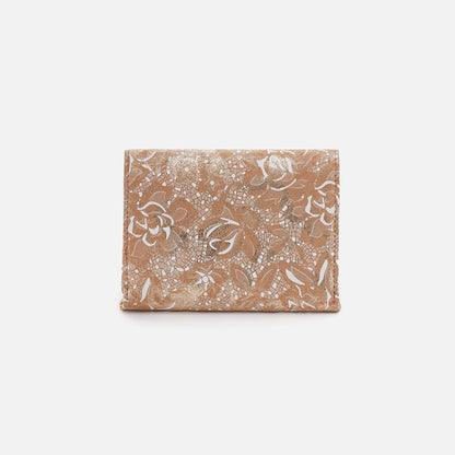 HOBO Robin Compact Wallet In Printed Leather - Gilded Petals