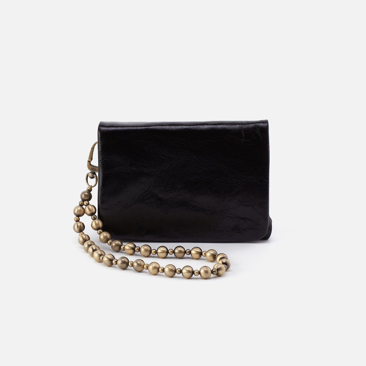 HOBO Ross Bead Wristlet In Polished Leather - Black