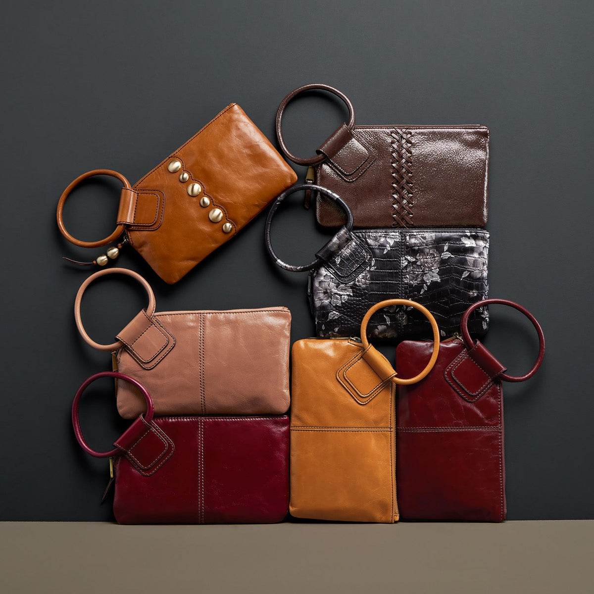 HOBO Sable Wristlet In Polished Leather - Cashmere