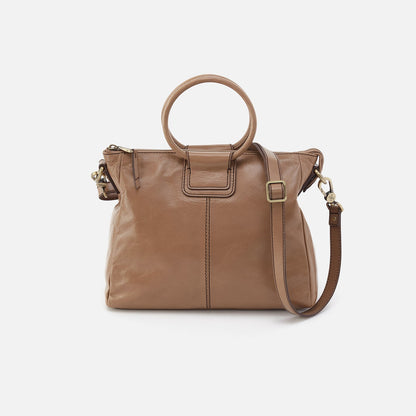 HOBO Sheila Medium Satchel In Polished Leather - Cashmere