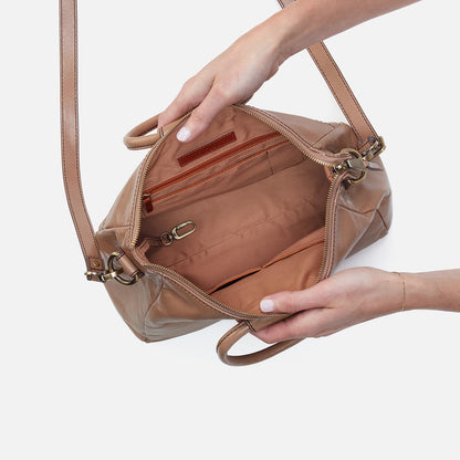 HOBO Sheila Medium Satchel In Polished Leather - Cashmere
