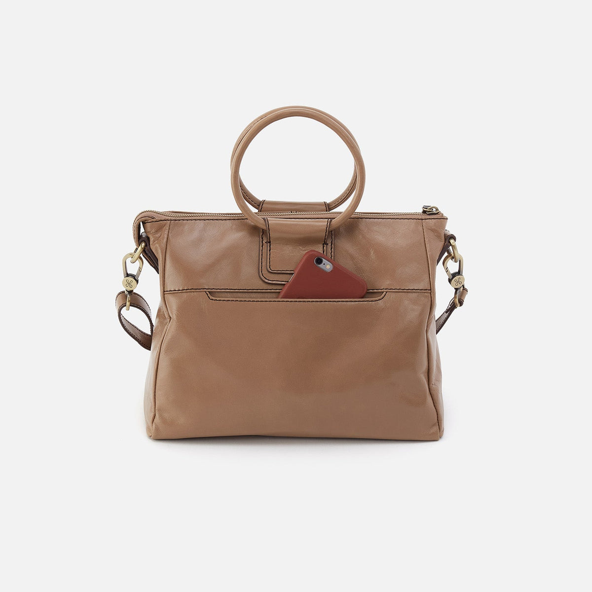 HOBO Sheila Medium Satchel In Polished Leather - Cashmere