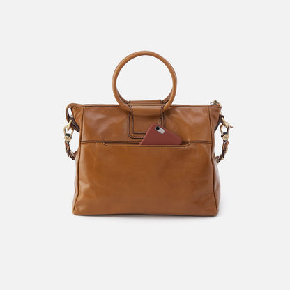 HOBO Sheila Medium Satchel In Polished Leather - Truffle With Studs