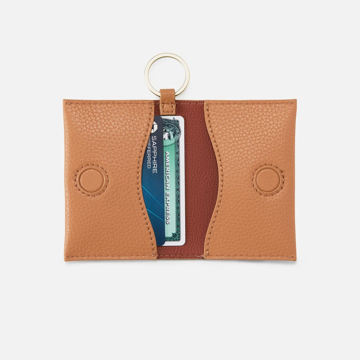HOBO Vida Card Case in Micro Pebbled Leather - Biscuit
