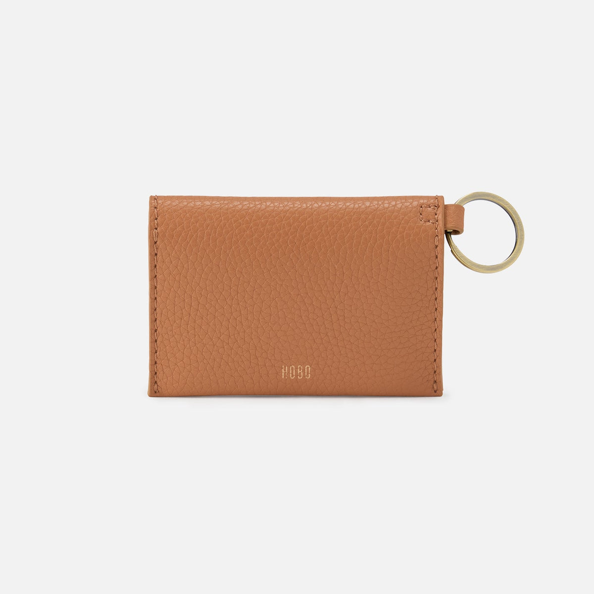 HOBO Vida Card Case in Micro Pebbled Leather - Biscuit