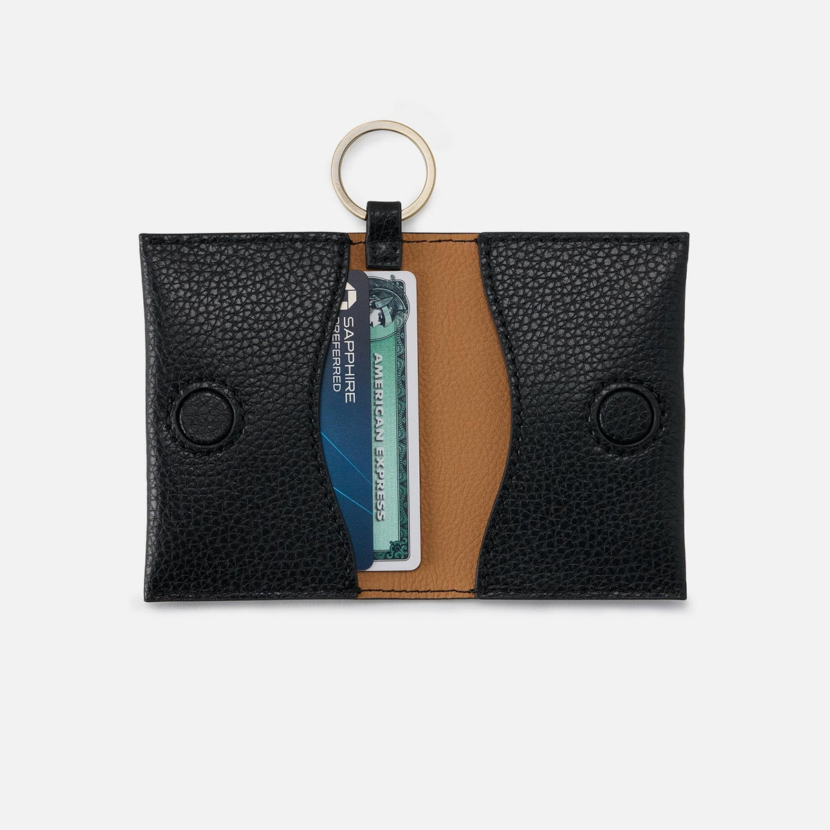 HOBO Vida Card Case in Micro Pebbled Leather - Black