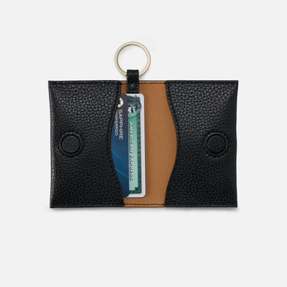 HOBO Vida Card Case in Micro Pebbled Leather - Black