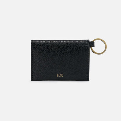 HOBO Vida Card Case in Micro Pebbled Leather - Black