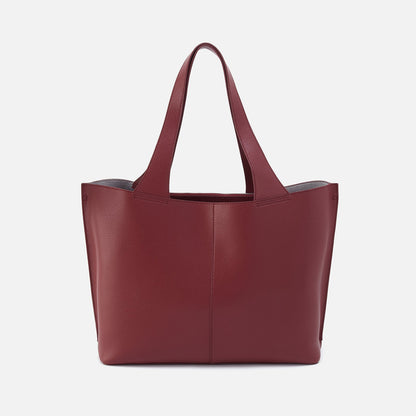 HOBO Vida Large Tote In Micro Pebbled Leather - Port And Silver