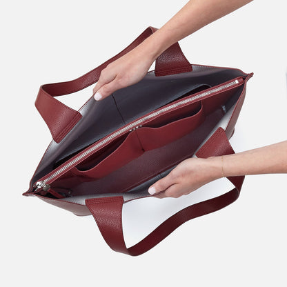 HOBO Vida Large Tote In Micro Pebbled Leather - Port And Silver