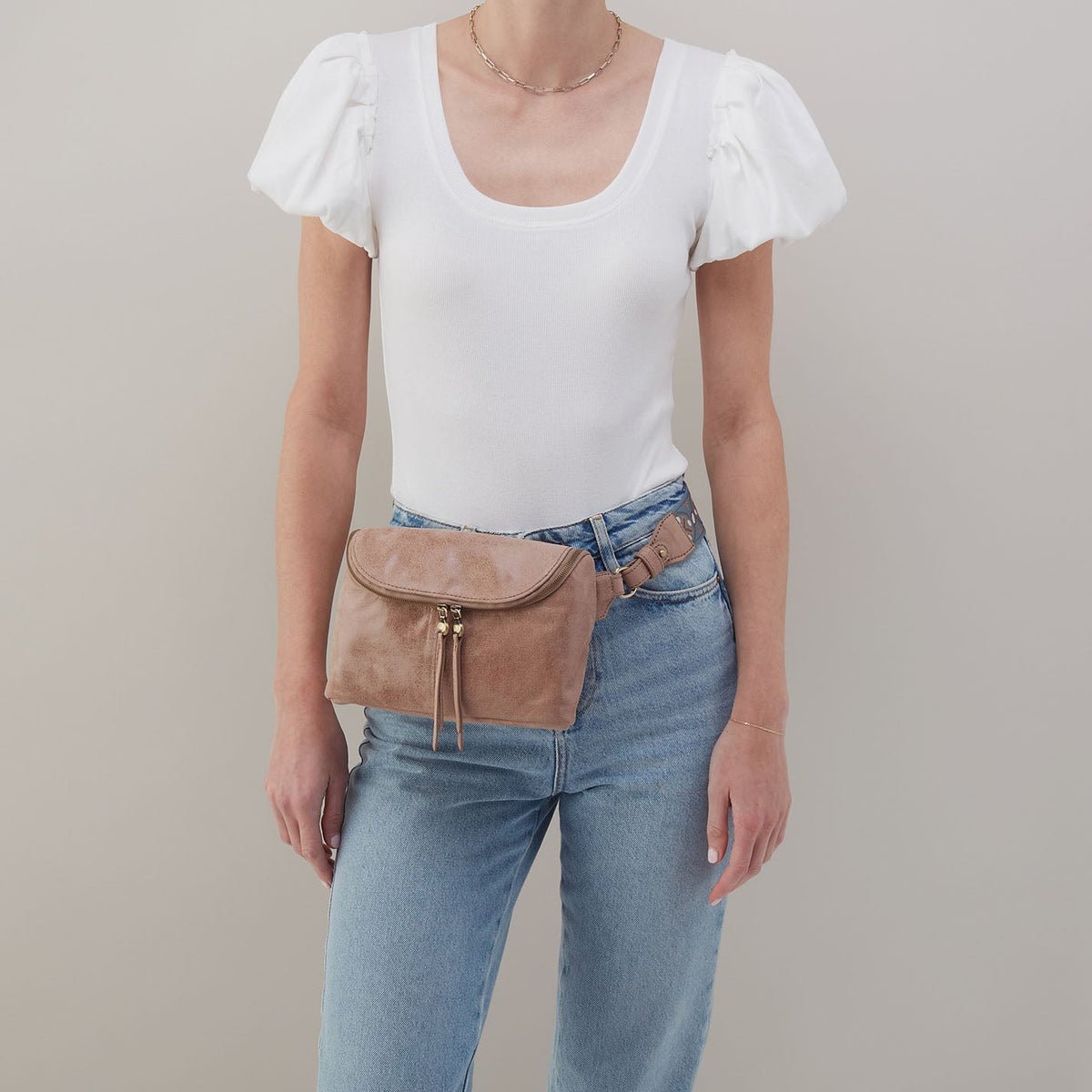 HOBO Fern Large Belt Bag In Buffed Leather - Hazel