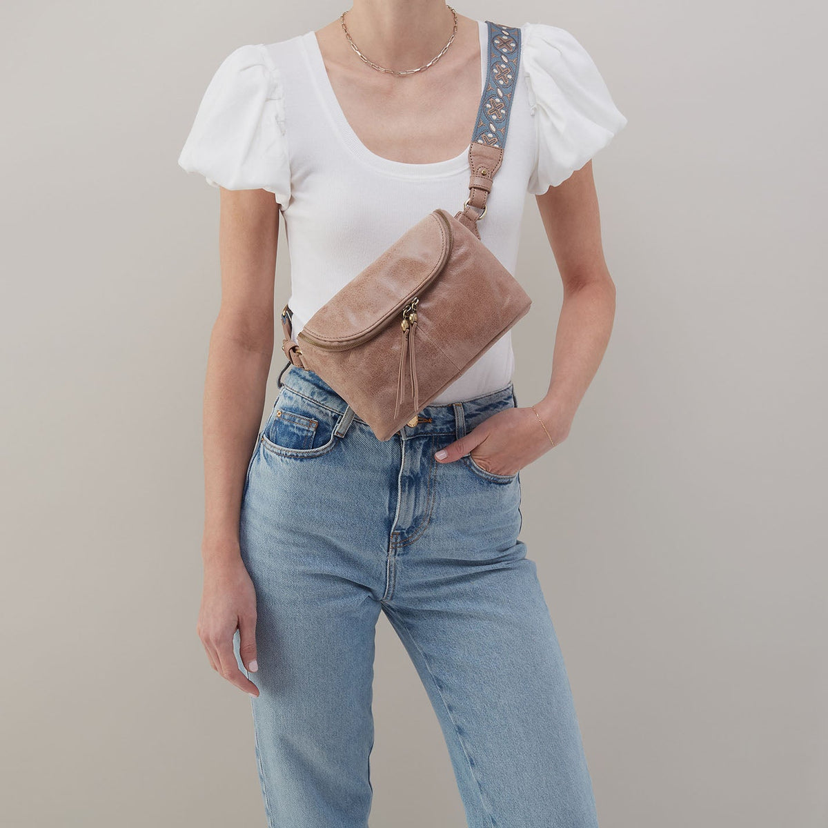 HOBO Fern Large Belt Bag In Buffed Leather - Hazel
