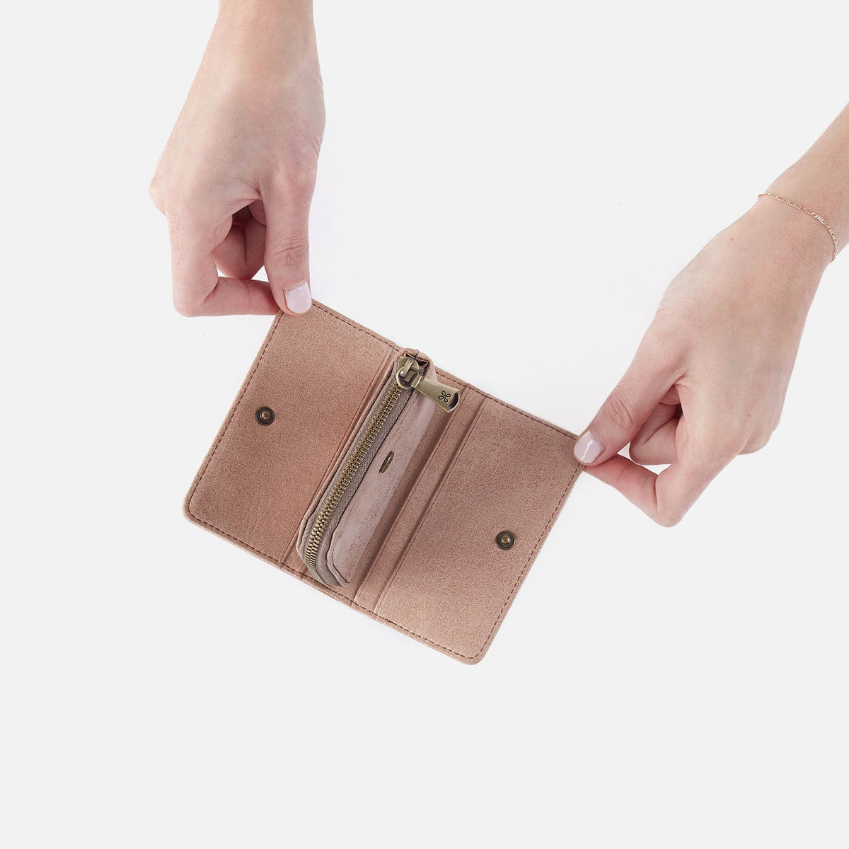 HOBO Jill Card Case In Buffed Leather - Hazel