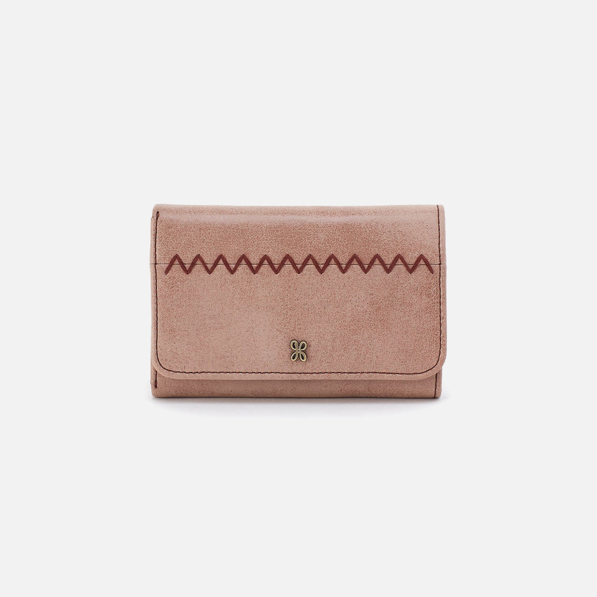 HOBO Jill Trifold Wallet In Buffed Leather - Hazel