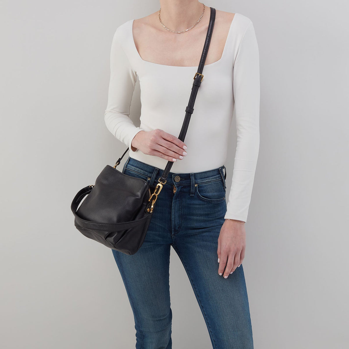 HOBO Starr Convertible Shoulder Bag in Pebbled Leather - Black