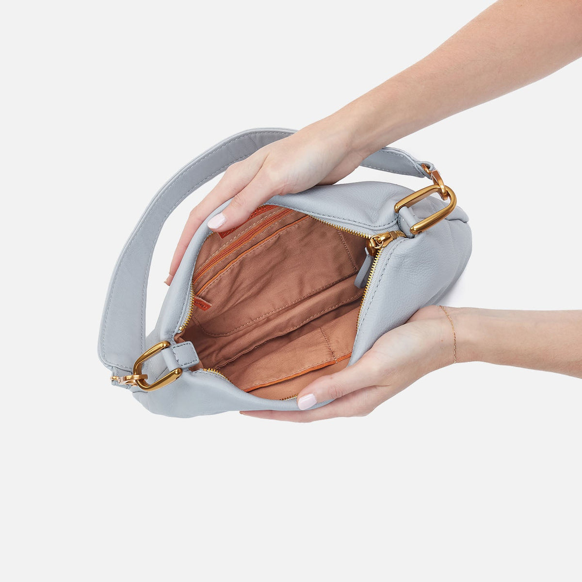 HOBO Advance Shoulder Bag In Pebbled Leather - Blue Pearl
