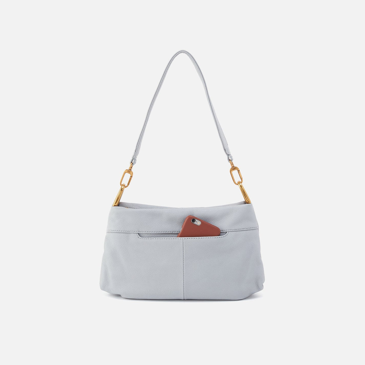 HOBO Advance Shoulder Bag In Pebbled Leather - Blue Pearl