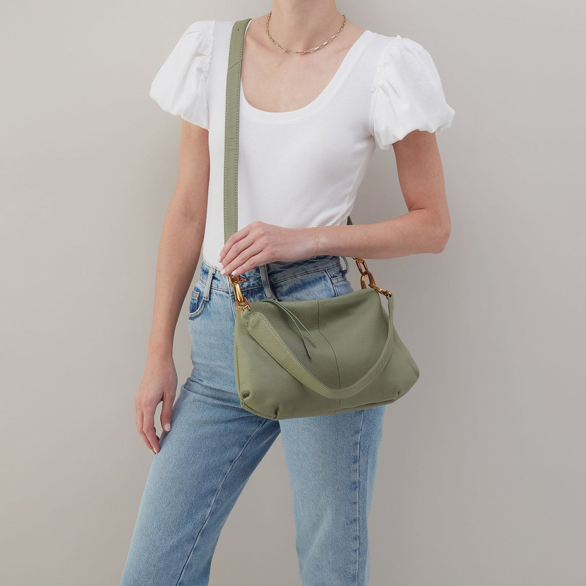 HOBO Advance Shoulder Bag In Pebbled Leather - Watercress