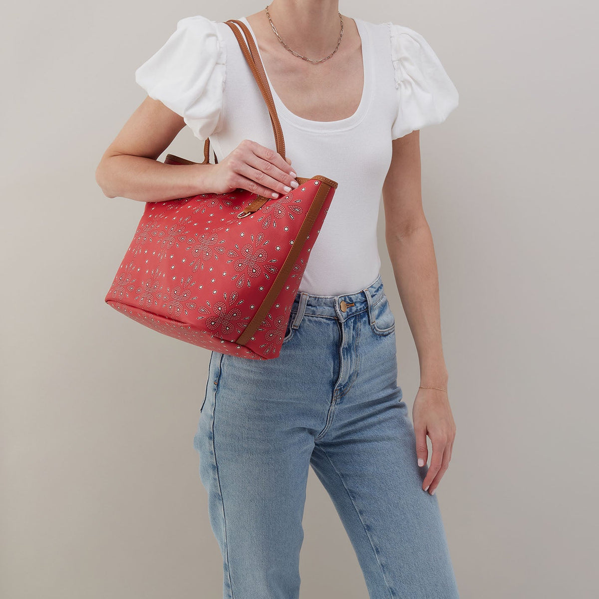 HOBO All That Tote In Coated Canvas - Red Journey Bandana