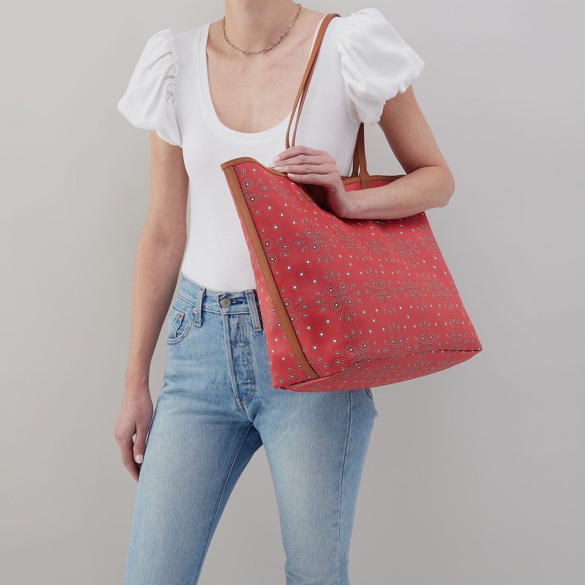 HOBO All That Tote Large In Coated Canvas - Red Journey Bandana
