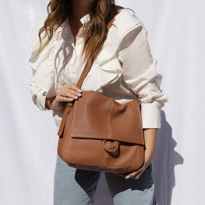 HOBO Austin Shoulder Bag In Pebbled Leather - Warm Honey
