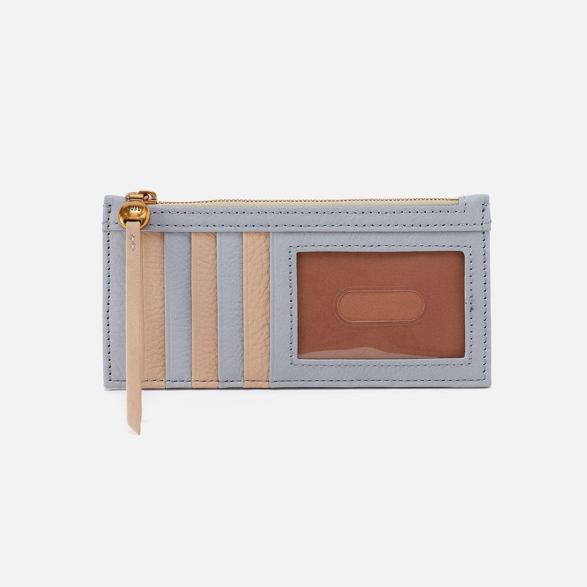 HOBO Carte Card Case In Pebbled Leather - Blue Pearl